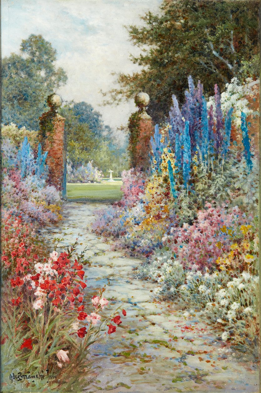 The Herbaceous Border (öljy kankaalle) tekijältä Alfred De Junior Breanski