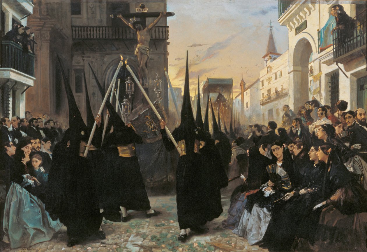 Kulkue pitkin Calle Genovaa - Dehodencq, Alfred (1822-1882) - 1851 - Öljy kankaalle - 112x162 - Museo Carmen Thyssen, Málaga tekijältä Alfred Dehodencq