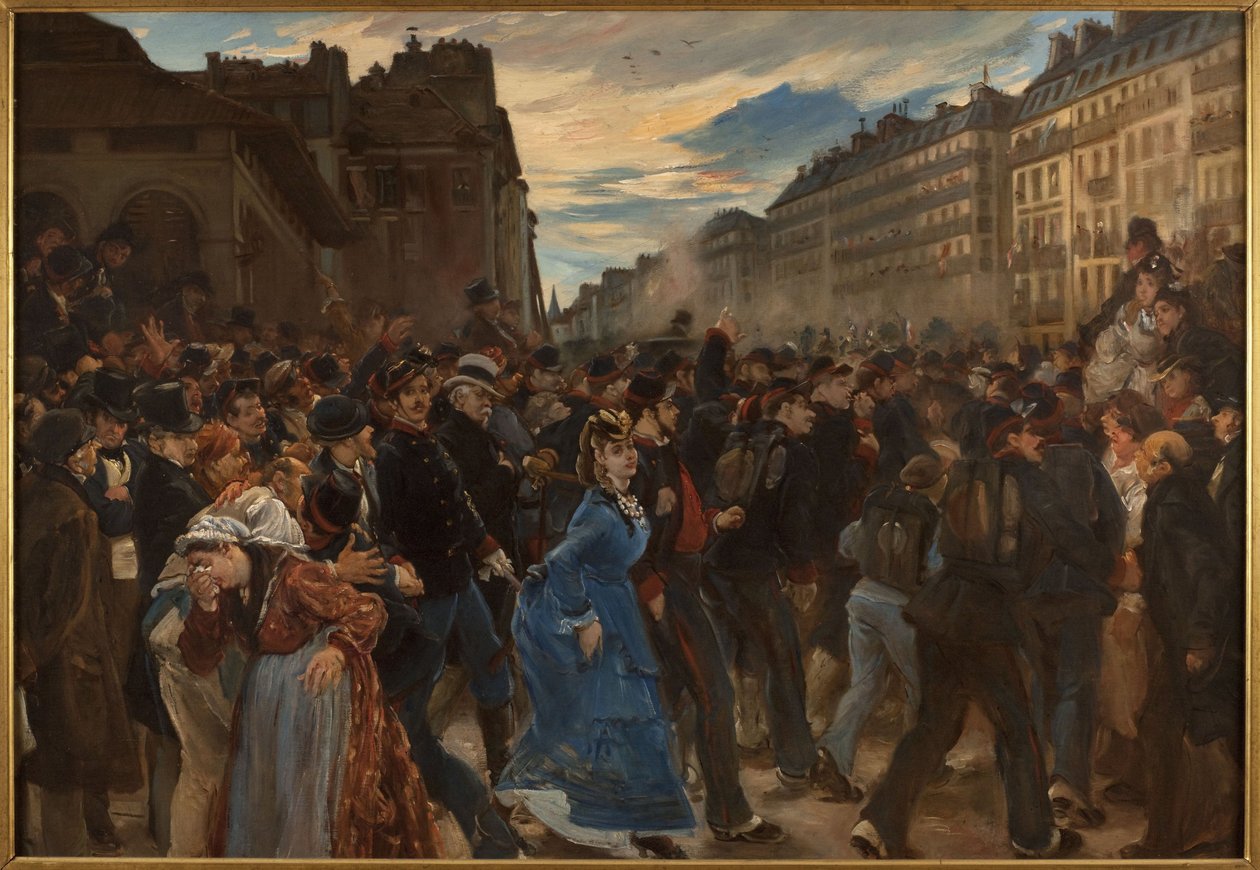 Le départ des mobiles, en juillet 1870, n. 1879 (öljy kankaalle) tekijältä Alfred Dehodencq