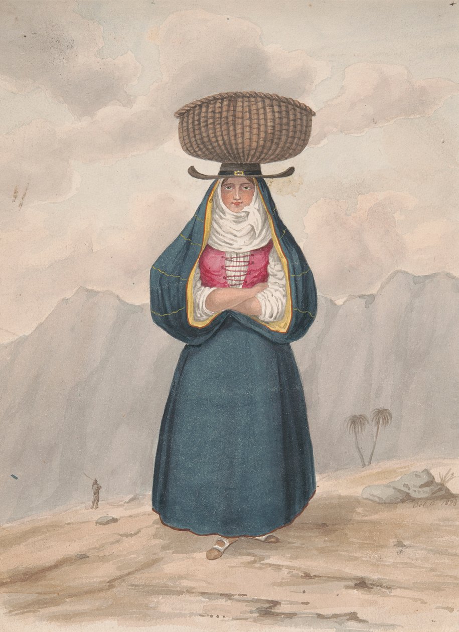 Talonpoikanainen kori päässä - La Palma, 1828 tekijältä Alfred Diston