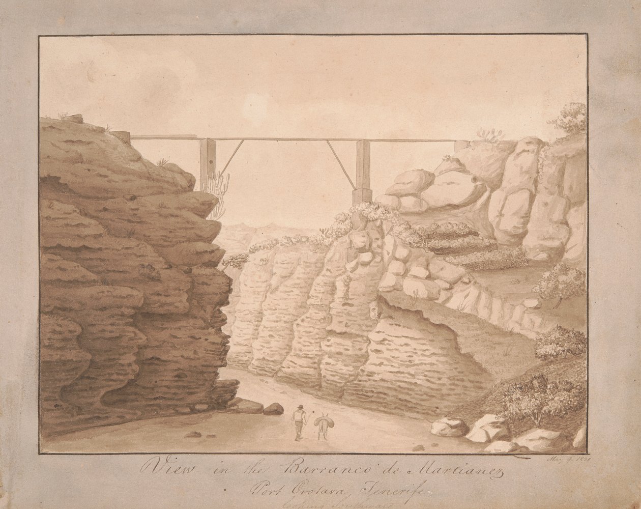 Näkymä Barranco de Martianezissa, Port Orotavassa, Teneriffalla, katsoen etelään tekijältä Alfred Diston