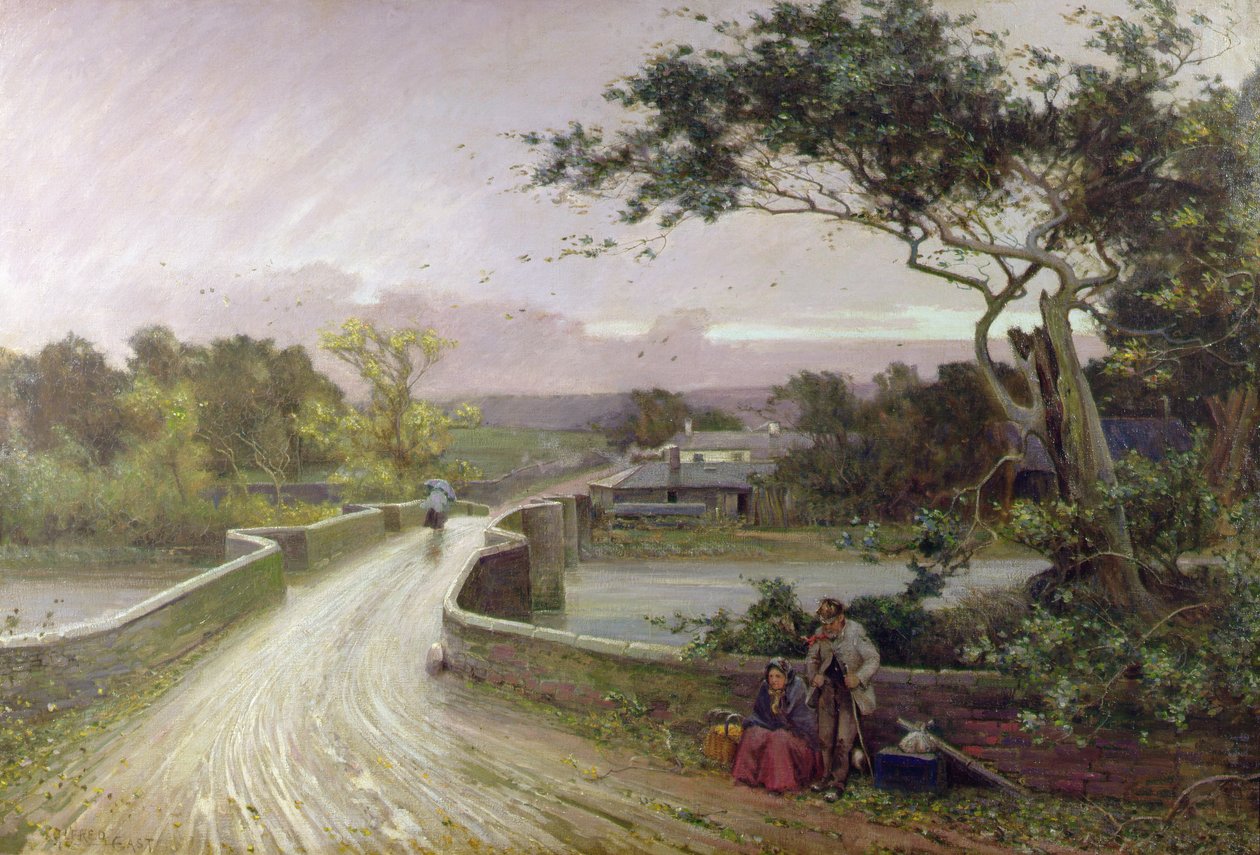 Newby Bridge, Windermere (öljy kankaalle) tekijältä Alfred East