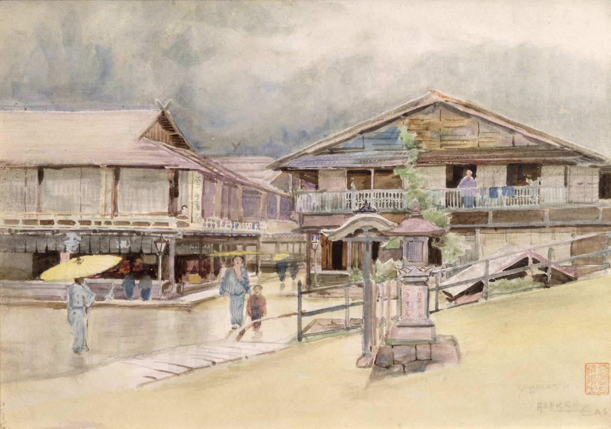 Sadepäivä Yumotossa, 1889 tekijältä Alfred East