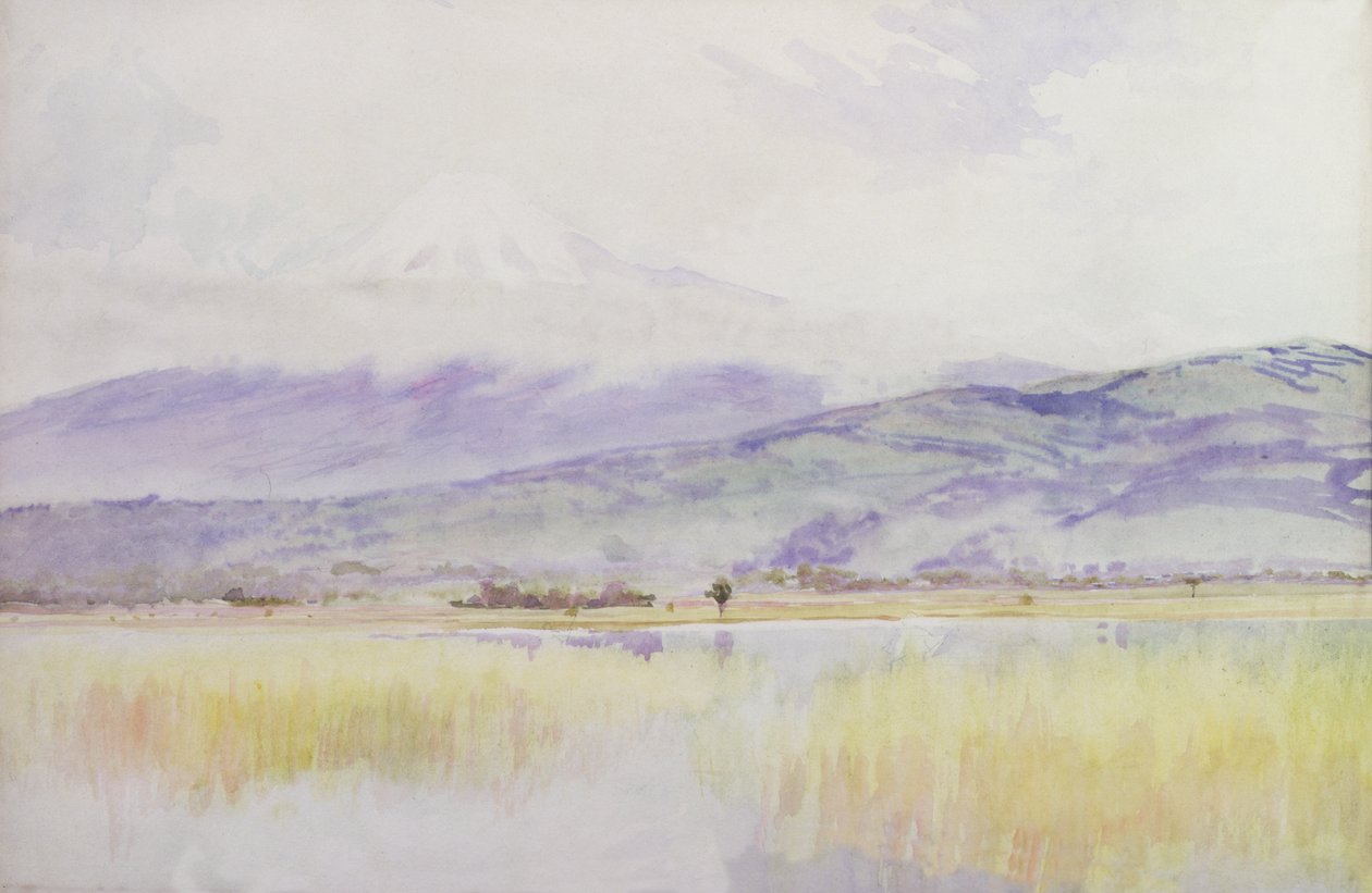 Fuji-San, n. 1889 (akvarelli paperille) tekijältä Alfred East