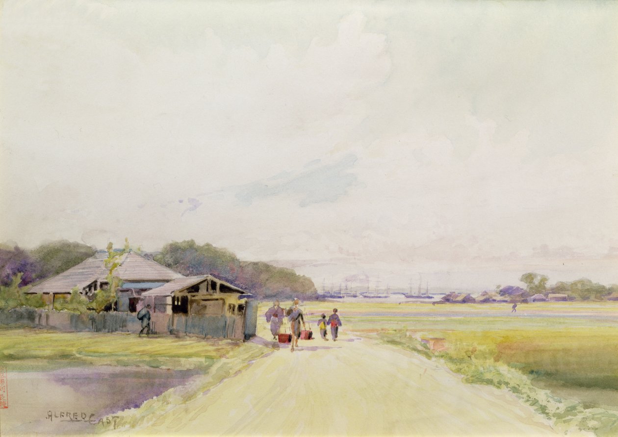 Yokohaman Mississippi Bay, n. 1889 (akvarelli paperille) tekijältä Alfred East