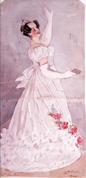 Angelica Catalani (1780-1845) Il Fanaticossa, 1824 (wc) tekijältä Alfred Edward Chalon