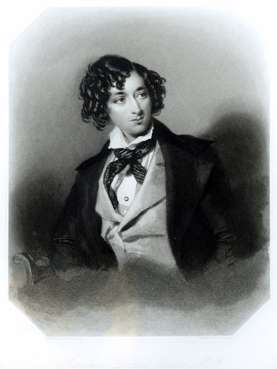 Muotokuva Benjamin Disraeli Esquiresta (1804-81) M.P., kaiverrus H. Robinson, n. 1840 tekijältä Alfred Edward Chalon