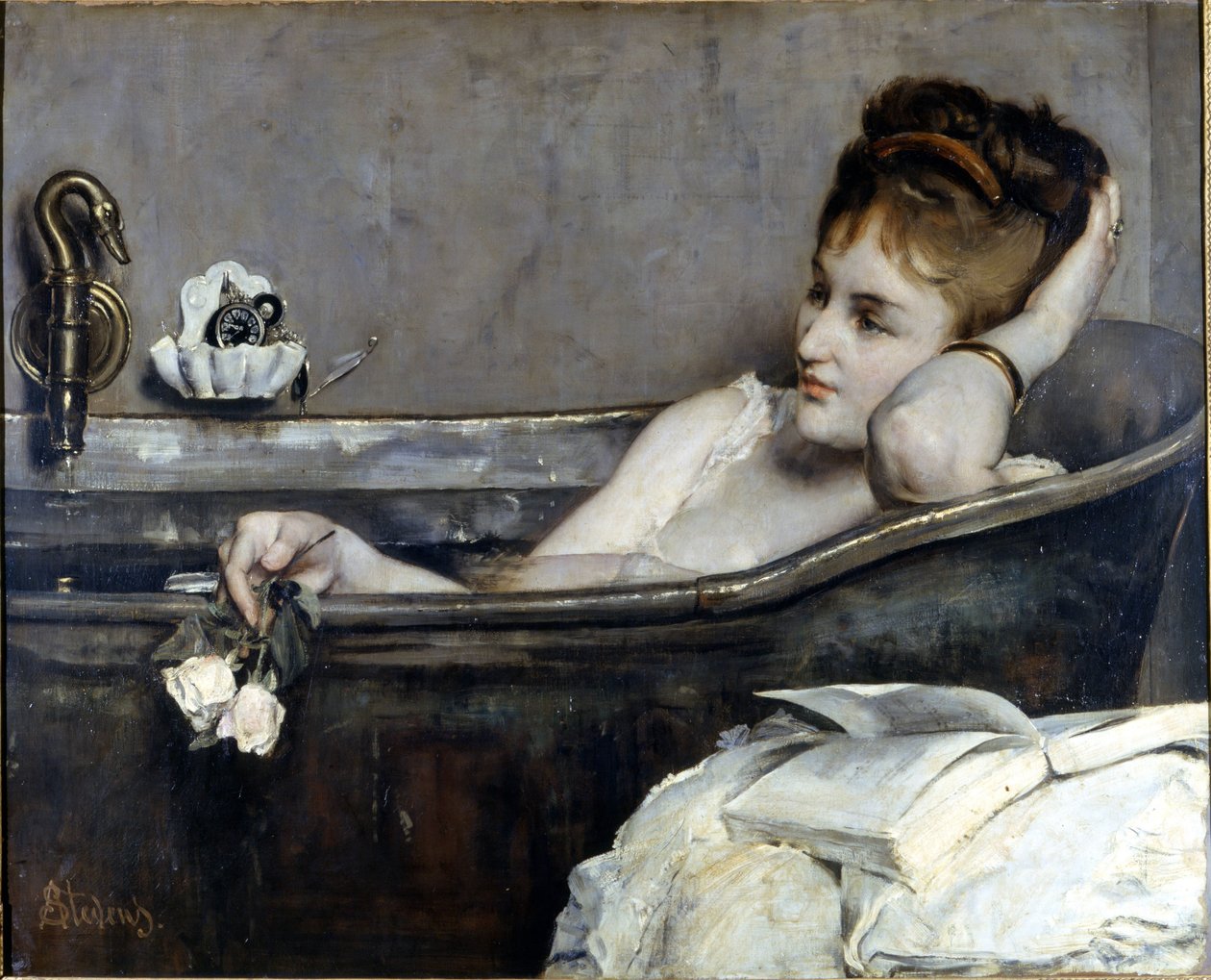 Alfred Stevens: "The kylpy" 1867. Compiègnen kansallismuseo tekijältä Alfred Emile Stevens