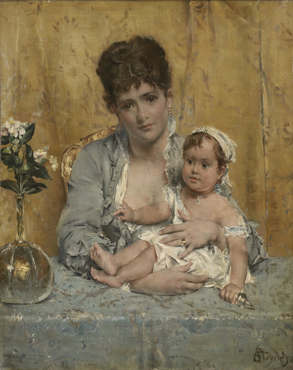 Äiti ja lapsi, n. 1875–1880 tekijältä Alfred Emile Stevens