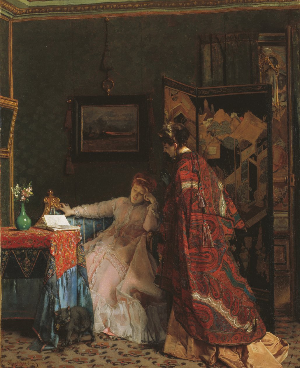 Vierailu, ennen vuotta 1869 (öljy kankaalle) tekijältä Alfred Emile Stevens