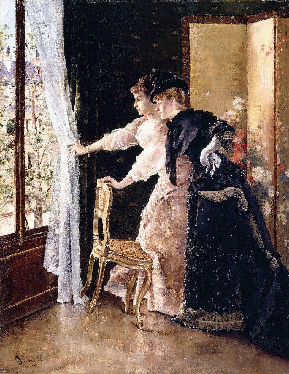 Katselen sulhanen ohi kulkevaa, 1886 tekijältä Alfred Emile Stevens