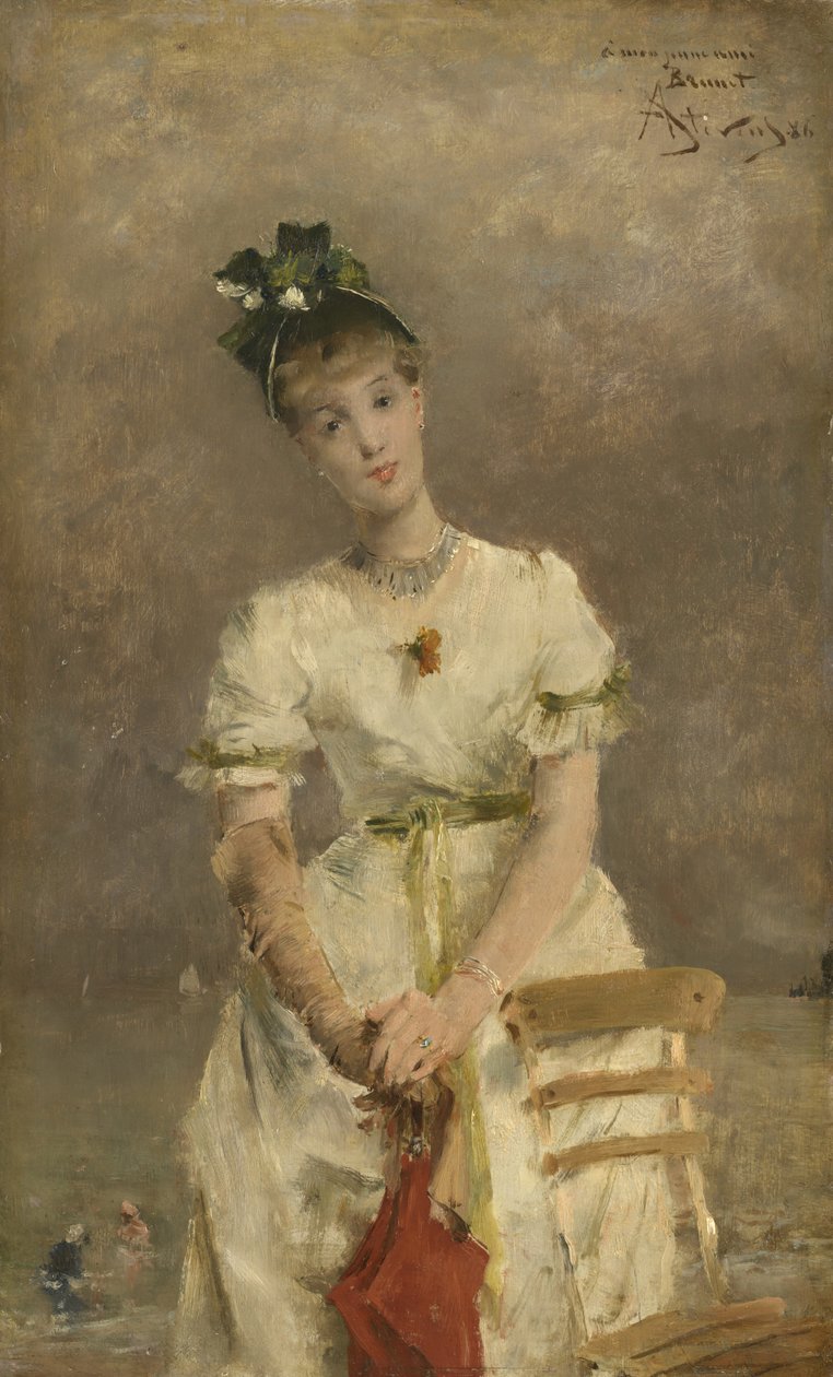 Nuori nainen meren rannalla, 1886 tekijältä Alfred Emile Stevens