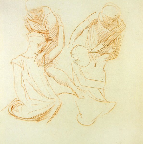 Figuuritutkimukset, n. 1845 (punainen liitu paperille) (katso rekto numerosta 366414) tekijältä Alfred George Stevens