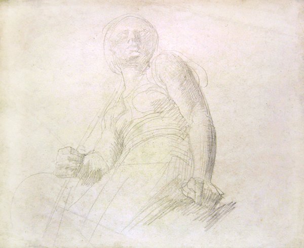Hahmotutkimus, n. 1850 (kynä paperille) tekijältä Alfred George Stevens