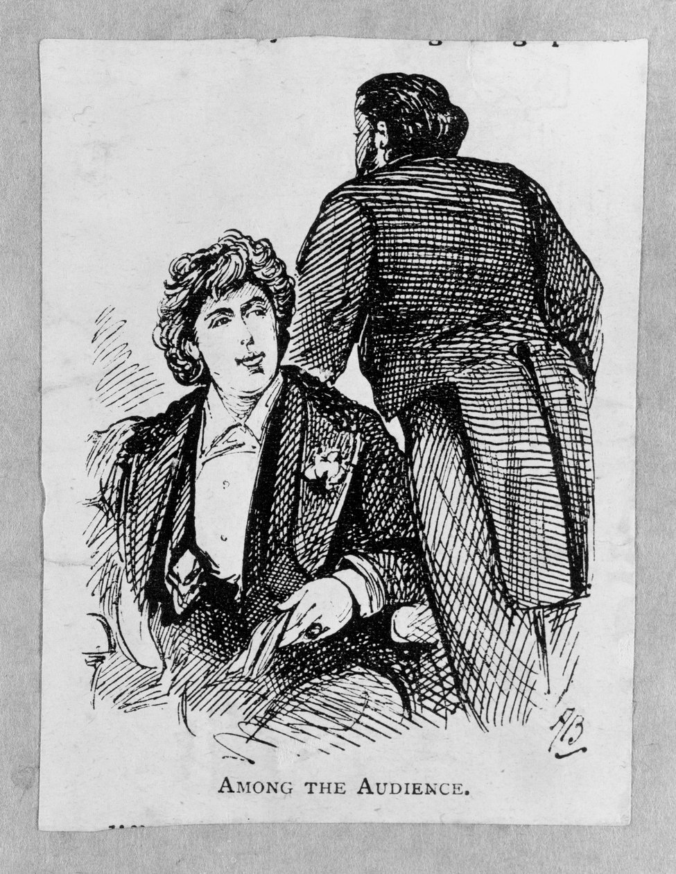 Oscar Wilde (1854-1900) yleisön joukossa tekijältä Alfred Gish Bryan