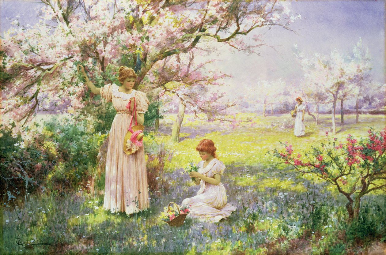 Kevät: Kukkien poimiminen, 1898 tekijältä Alfred Glendening