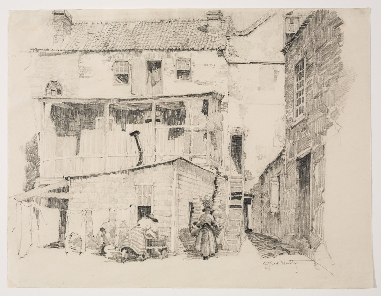 Maanantaiaamu Charlestownissa, noin 1877-1922 (lyijykynä) tekijältä Alfred Heber Hutty