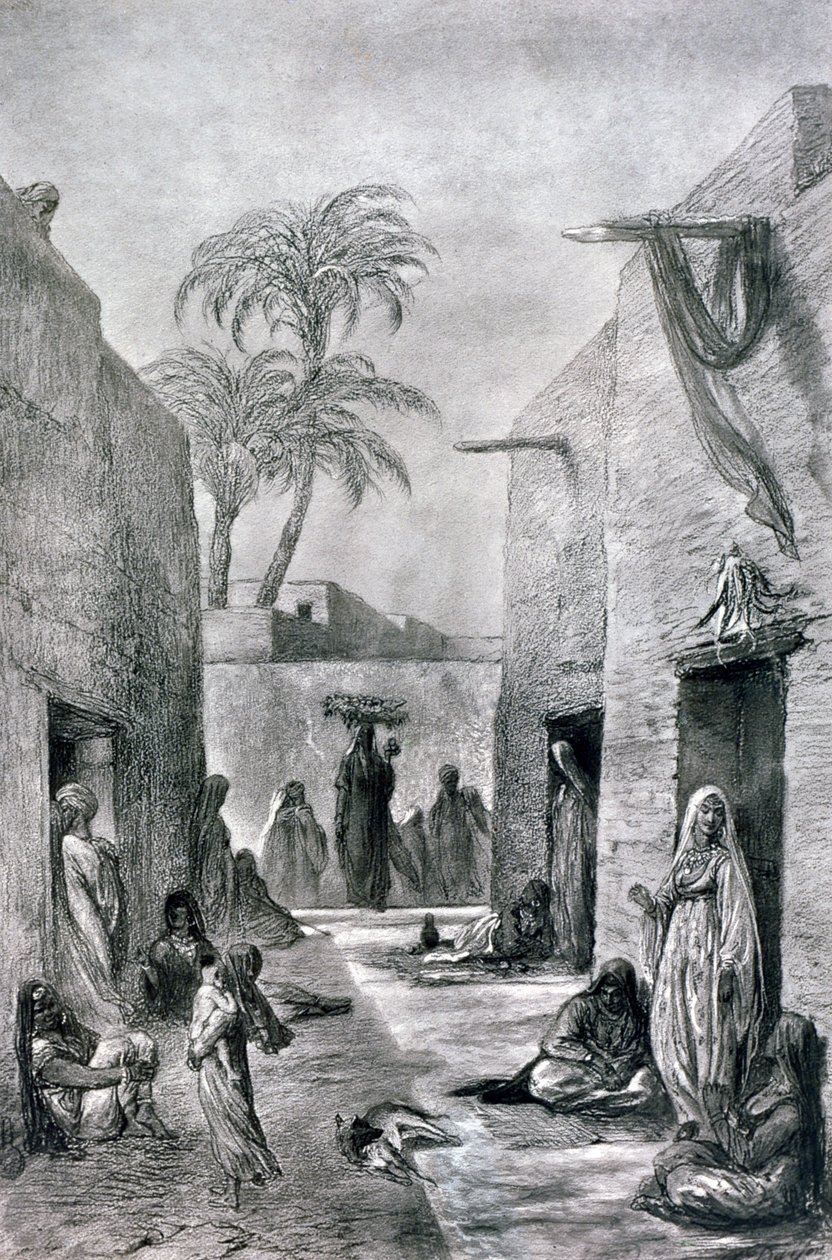 Almees egyptiläisten tanssityttöjen katu, Egypti, 1872 tekijältä Alfred Henri Darjou