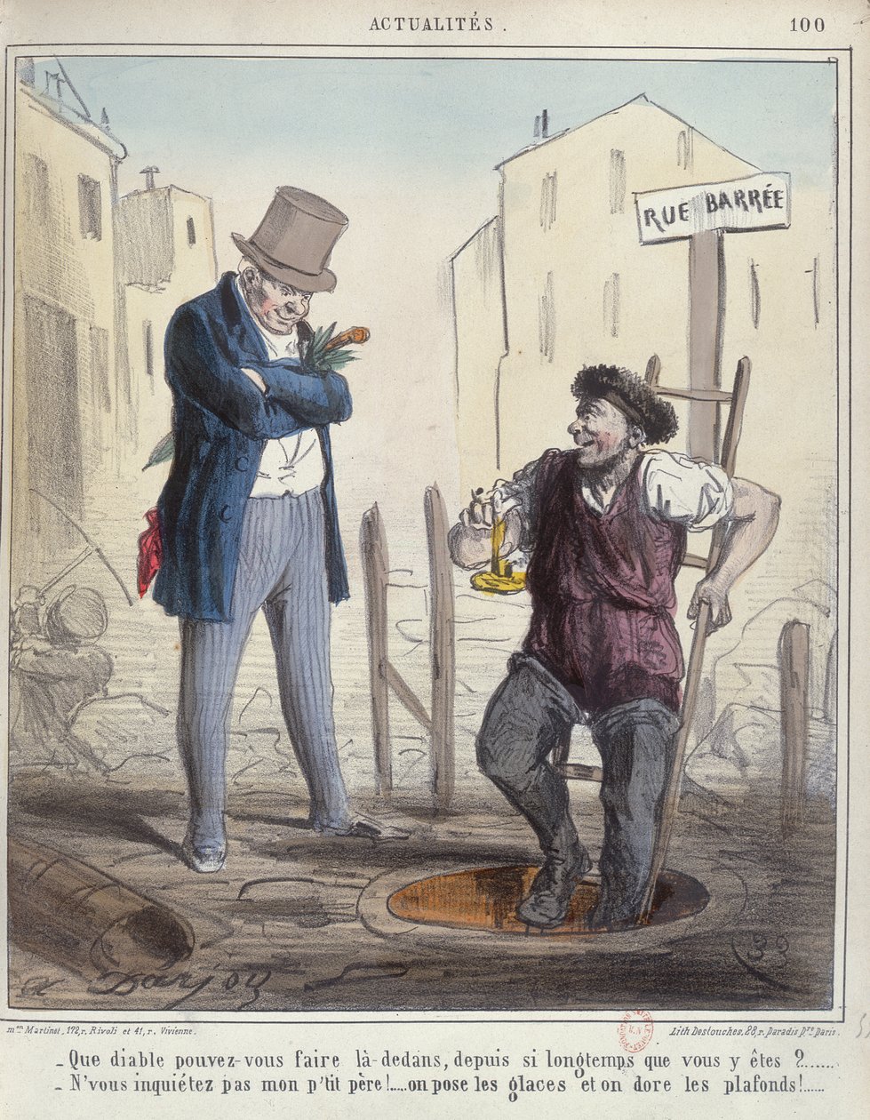 Pariisin viemärityöläinen, 1800-luvun puoliväli tekijältä Alfred Henri Darjou