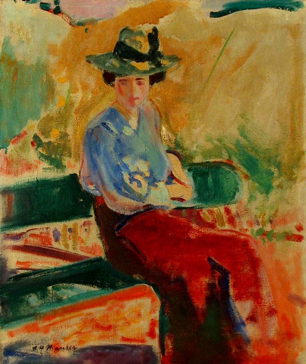 Kuva penkillä tekijältä Alfred Henry Maurer