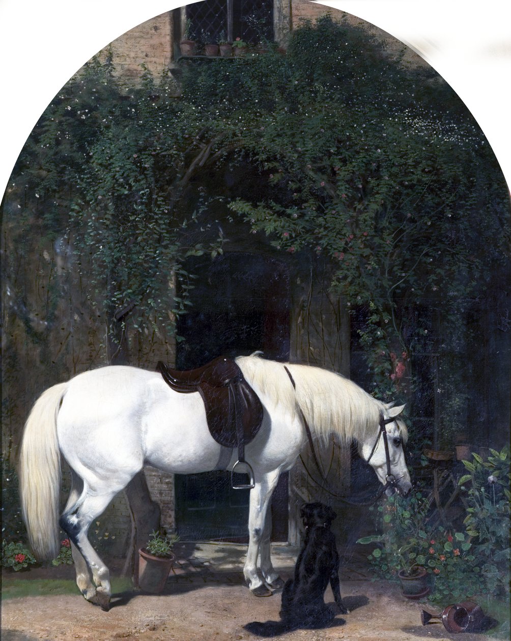 Valkoinen hevonen ja noutaja tekijältä Alfred Hichens Corbould