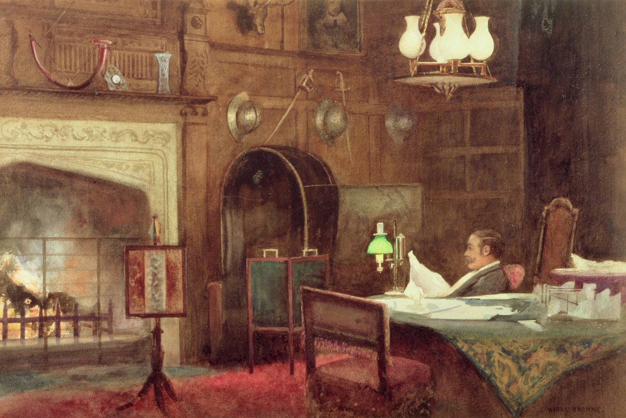 Paneloidun salin sisustus tekijältä Alfred J. Warne Brown