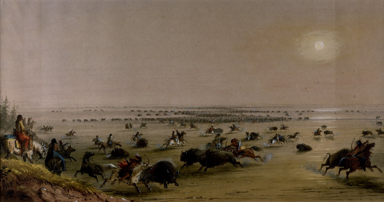 Intiaanien järjestämä ”saarto” Buffalossa tekijältä Alfred Jacob Miller