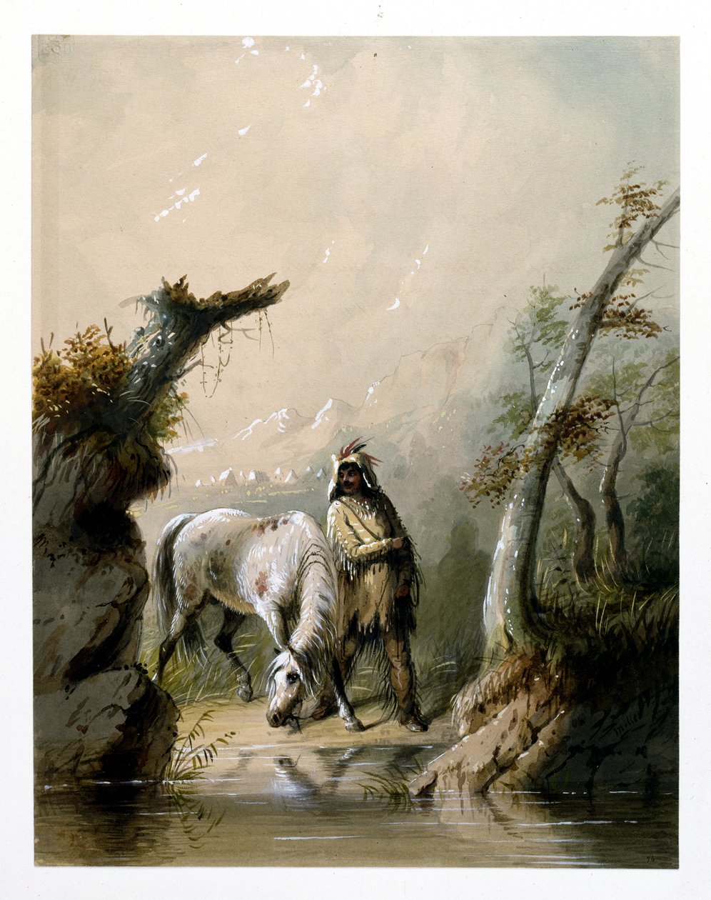Auguste ja hänen hevosensa tekijältä Alfred Jacob Miller
