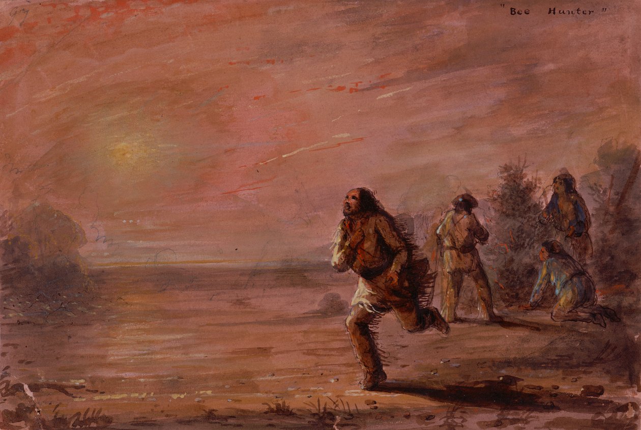 Bee Hunters, n. 1837 (öljy paperille) tekijältä Alfred Jacob Miller