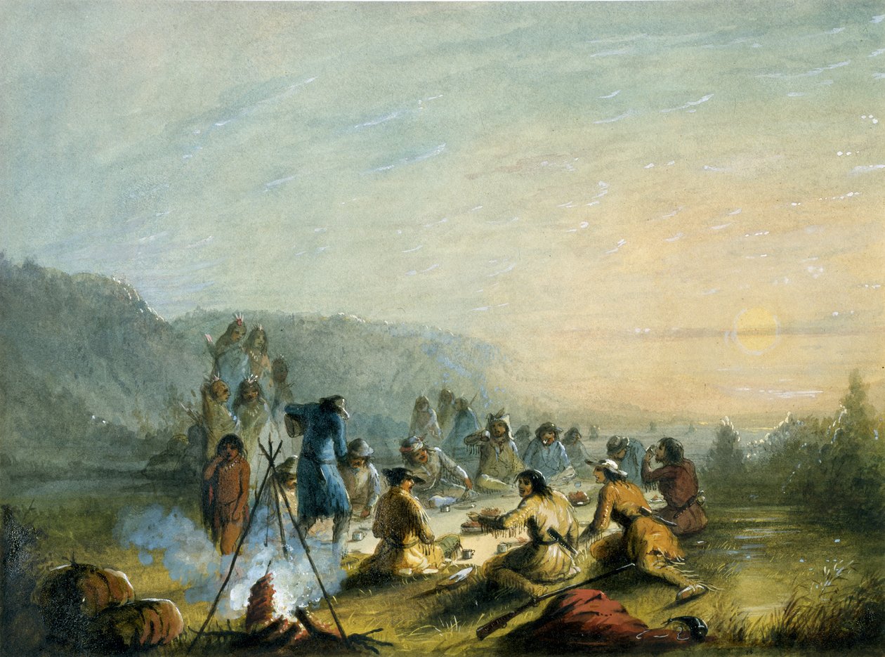 Aamiainen auringonnousun aikaan tekijältä Alfred Jacob Miller
