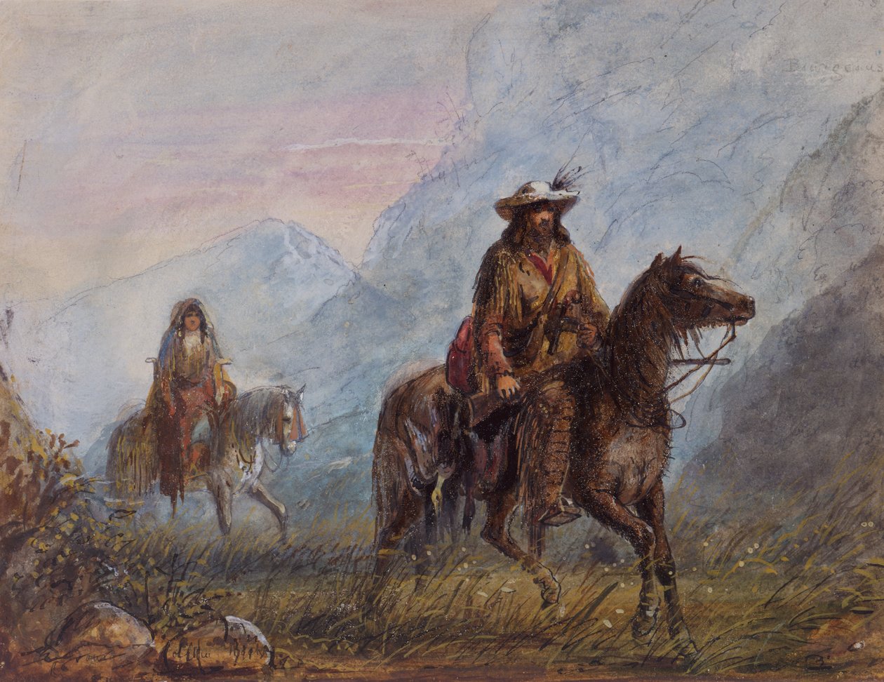 Kapteeni Joseph Rutherford Walker, n. 1837 (akvarelli paperille) tekijältä Alfred Jacob Miller