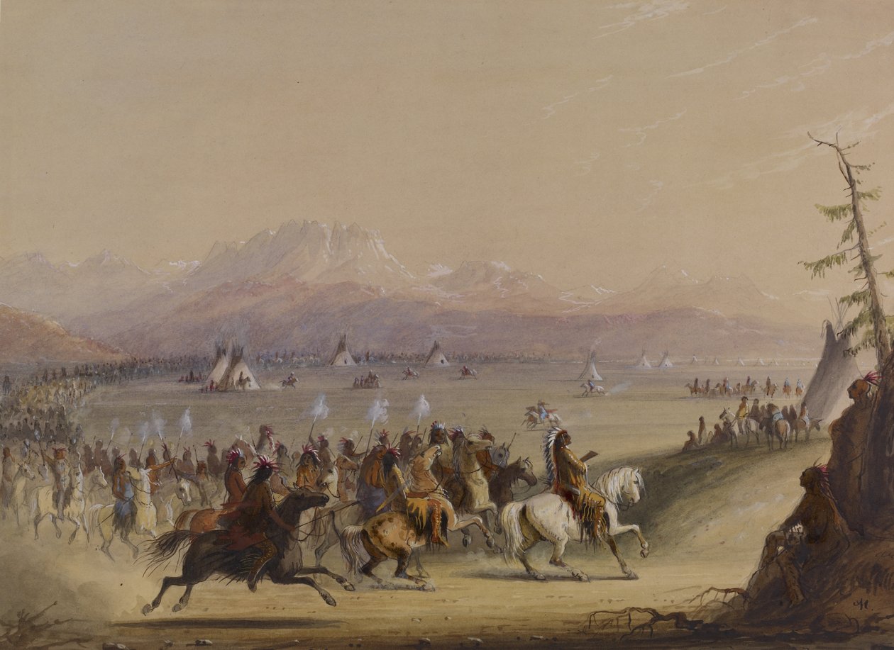 Ratsastuskulkue tekijältä Alfred Jacob Miller