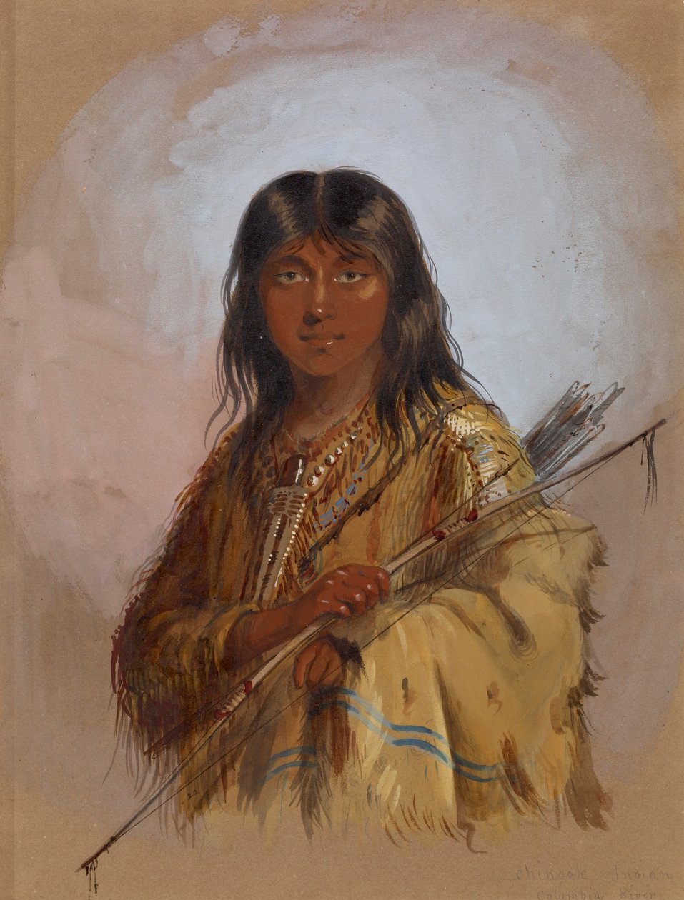 Chinook-intiaanit: Columbia-joki tekijältä Alfred Jacob Miller