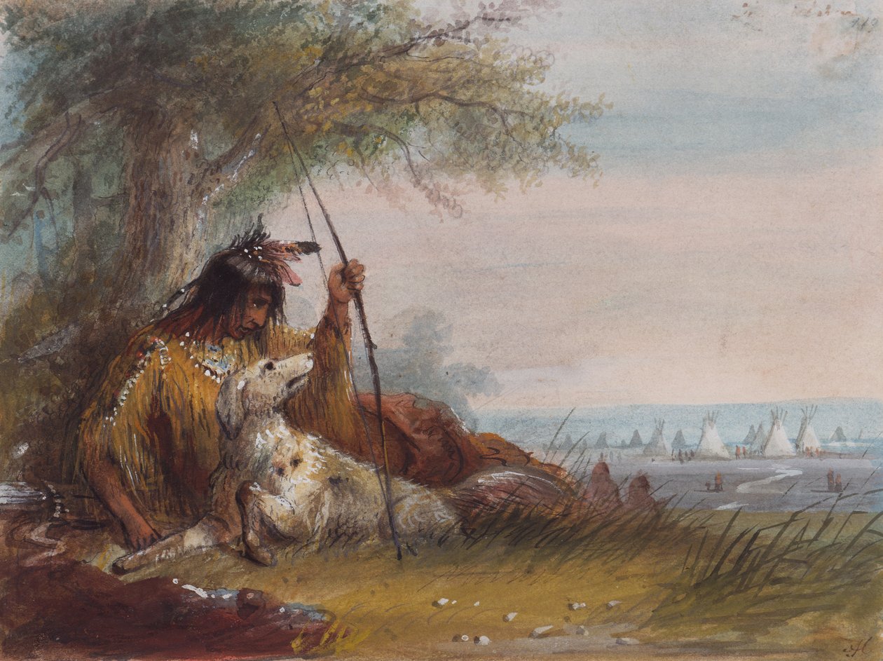Indian Runner, n. 1837 (kynä, akvarelli ja guassi paperille) tekijältä Alfred Jacob Miller