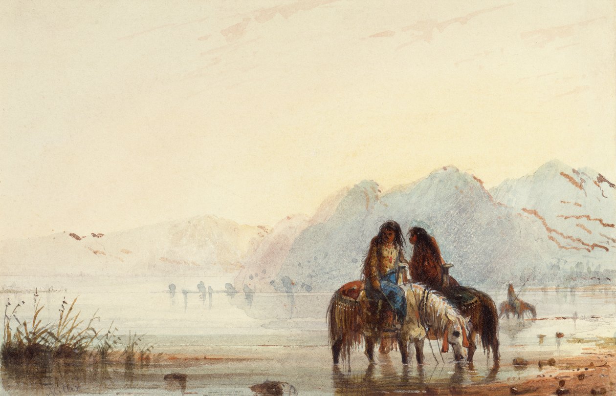 Intialaiset naiset, Shoshones, n. 1837 (akvarelli paperille) tekijältä Alfred Jacob Miller