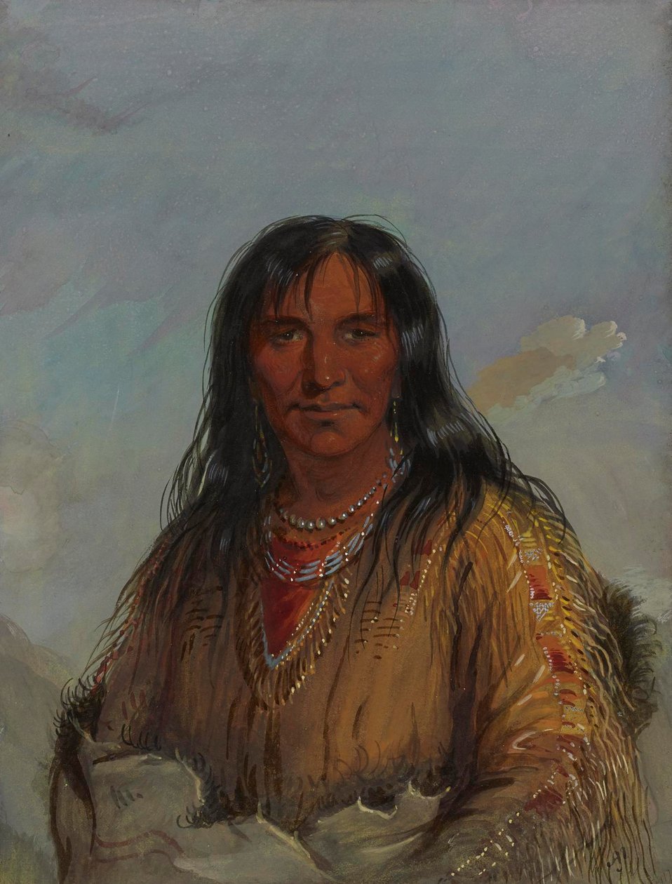 Pa-da-he: Wa-con-da - Elk Horn: - crow-intiaani tekijältä Alfred Jacob Miller
