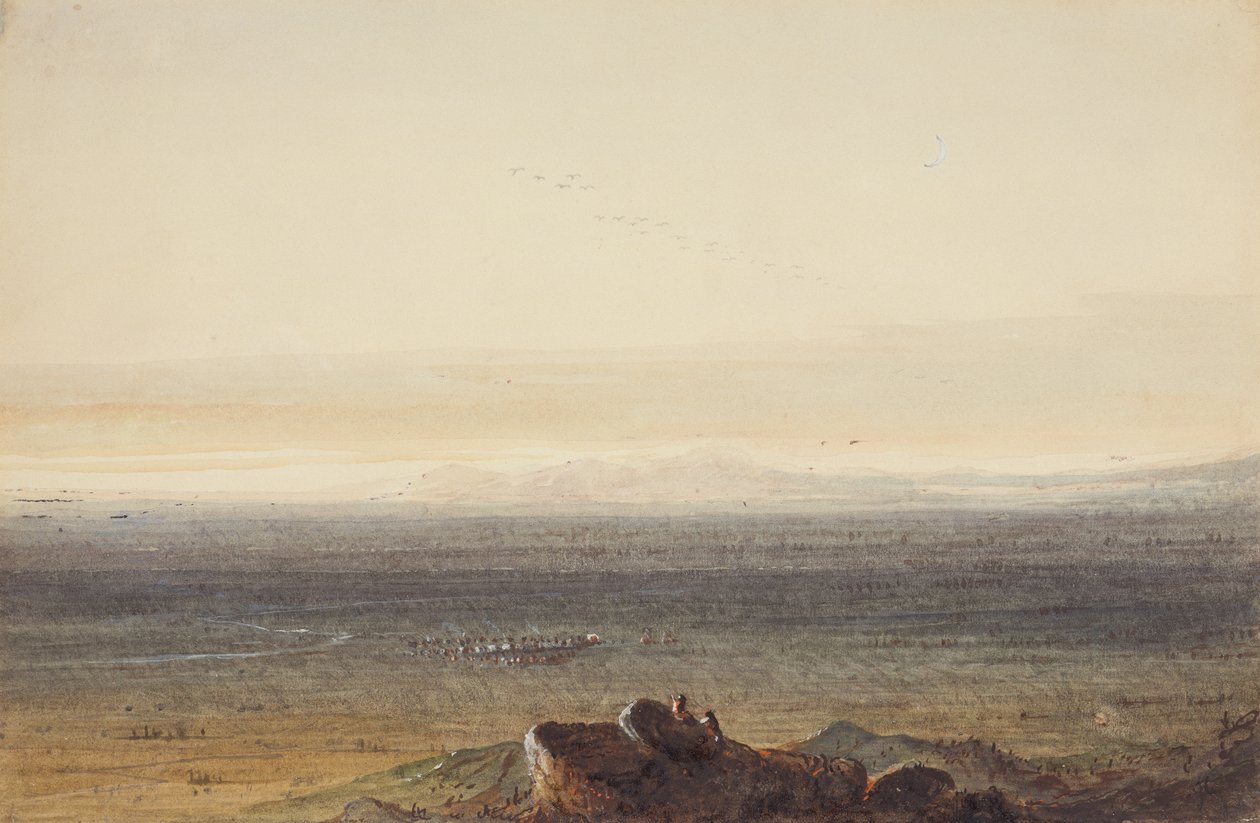 Prairie, n. 1837 (kynä, akvarelli ja guassi paperille) tekijältä Alfred Jacob Miller
