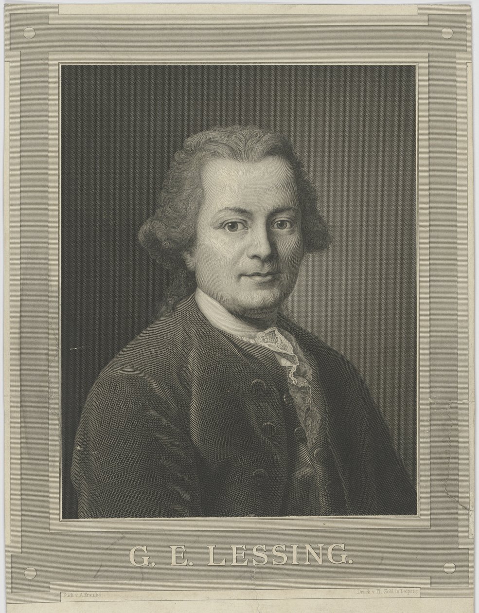 Gotthold Ephraim Lessingin muotokuva 1729-1781, n. 1840. tekijältä Alfred Kraufse