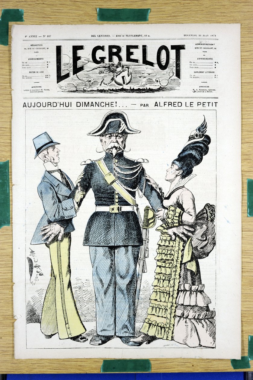 Kansi "" Le Grelot"", numero 167, satiirinen väreissä tekijältä Alfred Le Petit