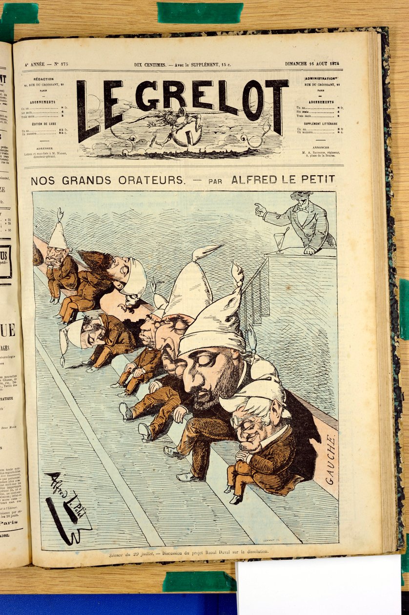 Kansi "" Le Grelot"", numero 175, satiirinen väreissä tekijältä Alfred Le Petit
