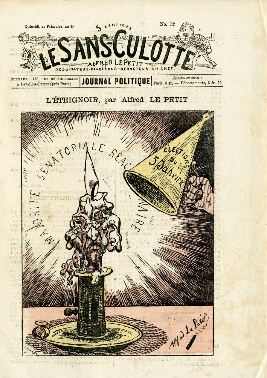 Kansi ""Le Sans-Panlotte"", numero 12, värillinen satiirinen tekijältä Alfred Le Petit