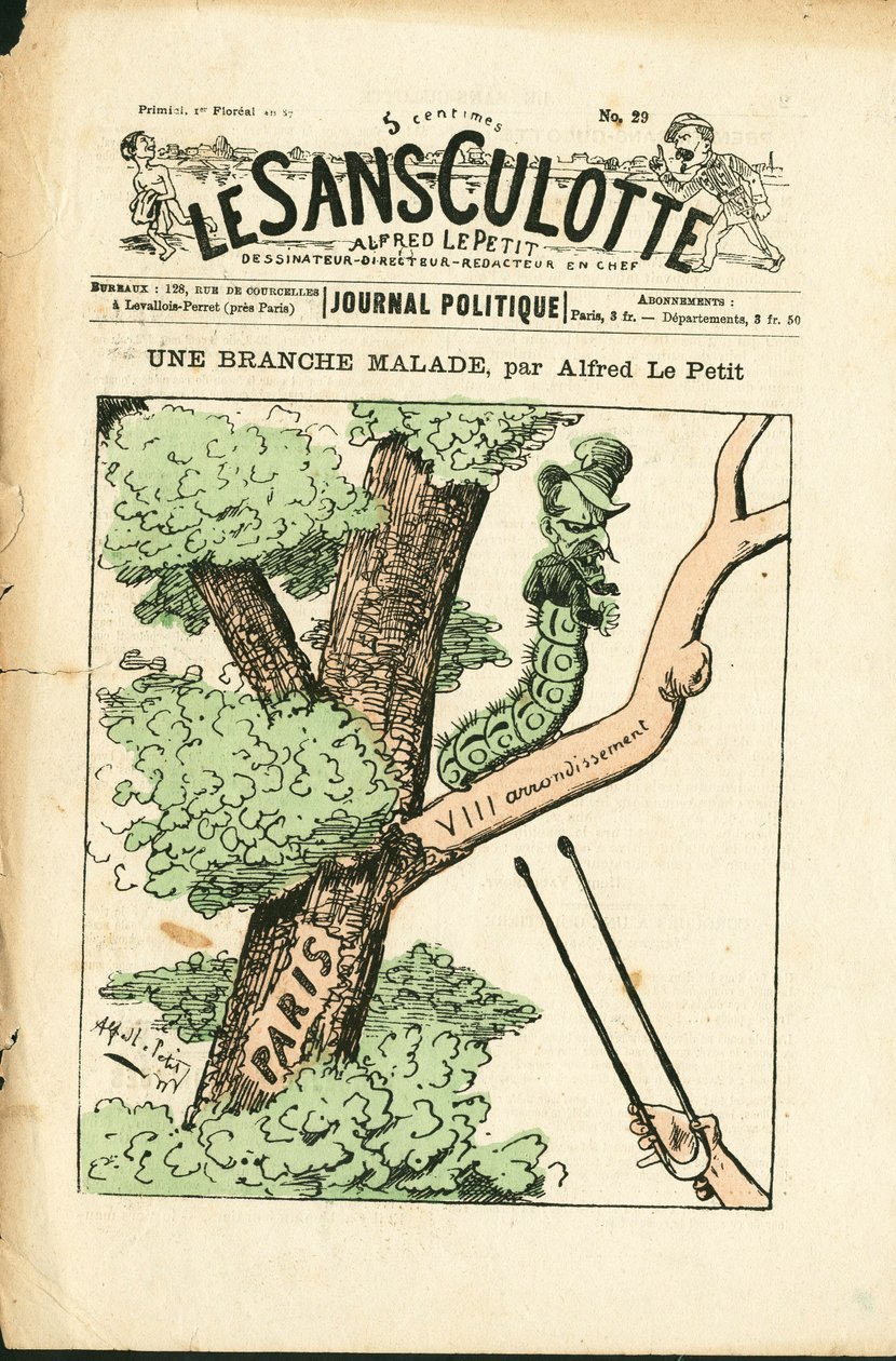 Kansi ""Le Sans-Panlotte"", numero 29, värillinen satiirinen tekijältä Alfred Le Petit