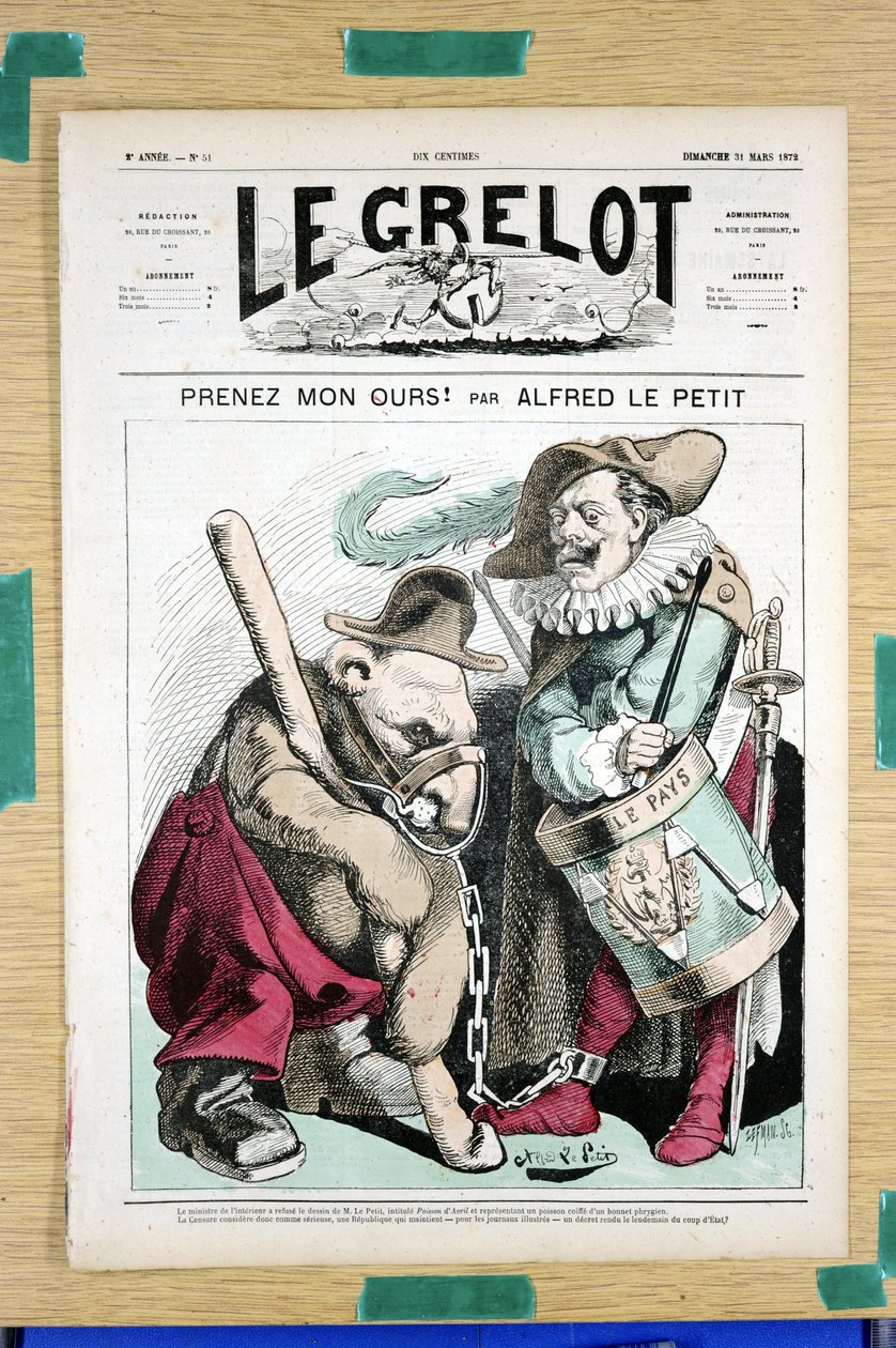 Kansi "" The Grelot"", numero 51, Satiirinen väreissä tekijältä Alfred Le Petit