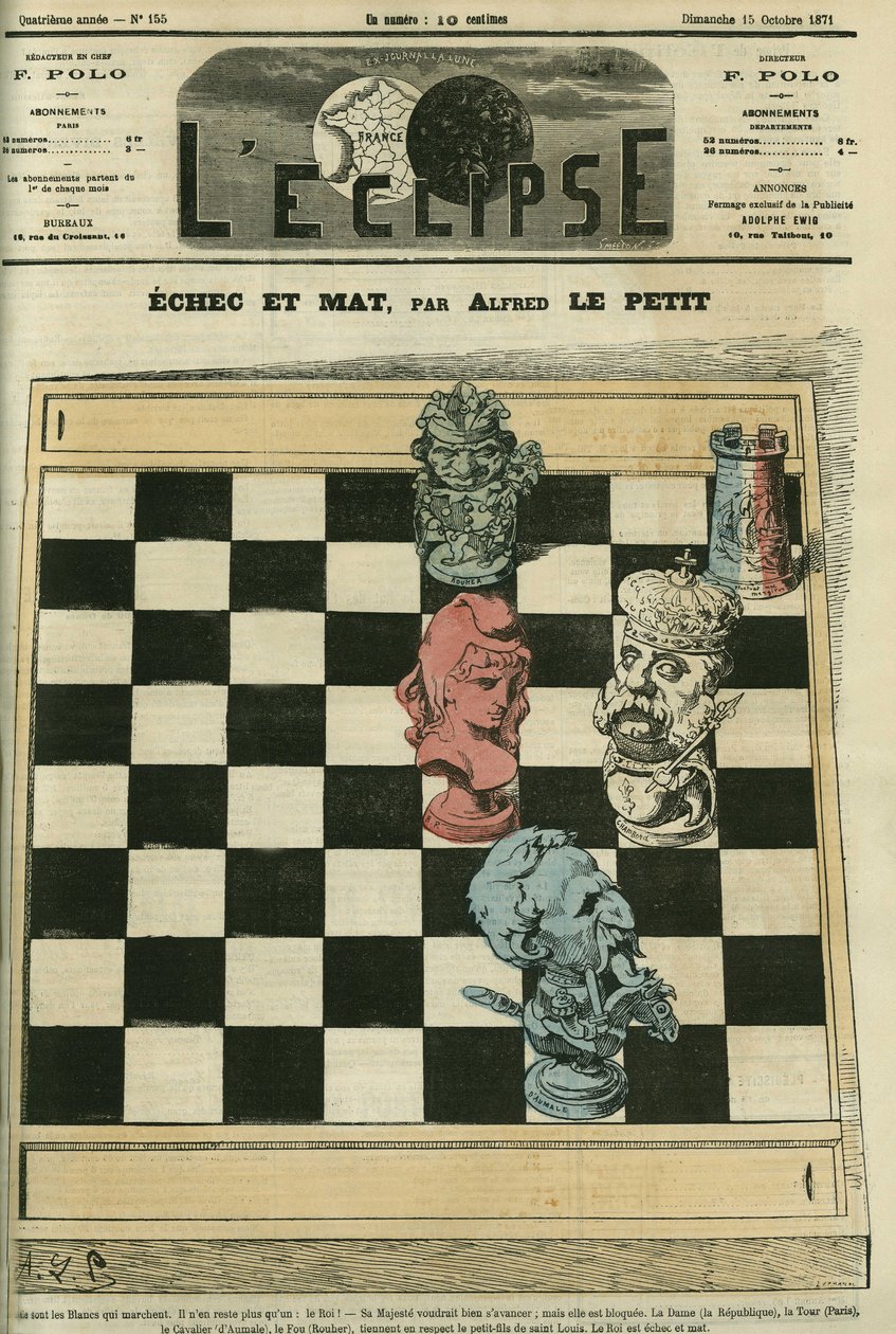 Epäonnistuminen ja matto, Dame-Republique, Tour-Paris, Cavalier-Duc of Aumale (1822-1897), Fou-Rouher (1814-1884) ovat epäonnistuneet kuningas Louis-Philippe d