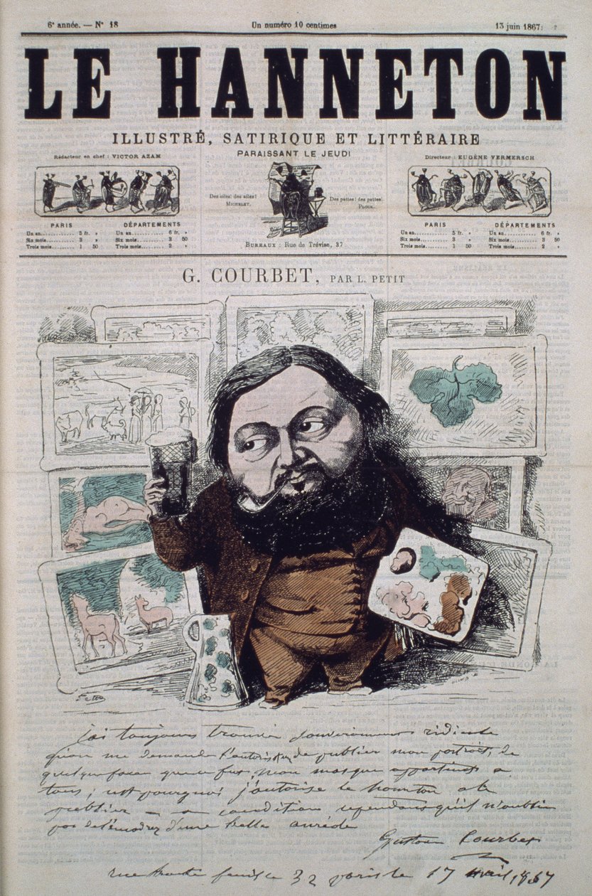 Gustave Courbet, Le Hanneton -lehden kansikuva, 13. kesäkuuta 1867. tekijältä Alfred Le Petit