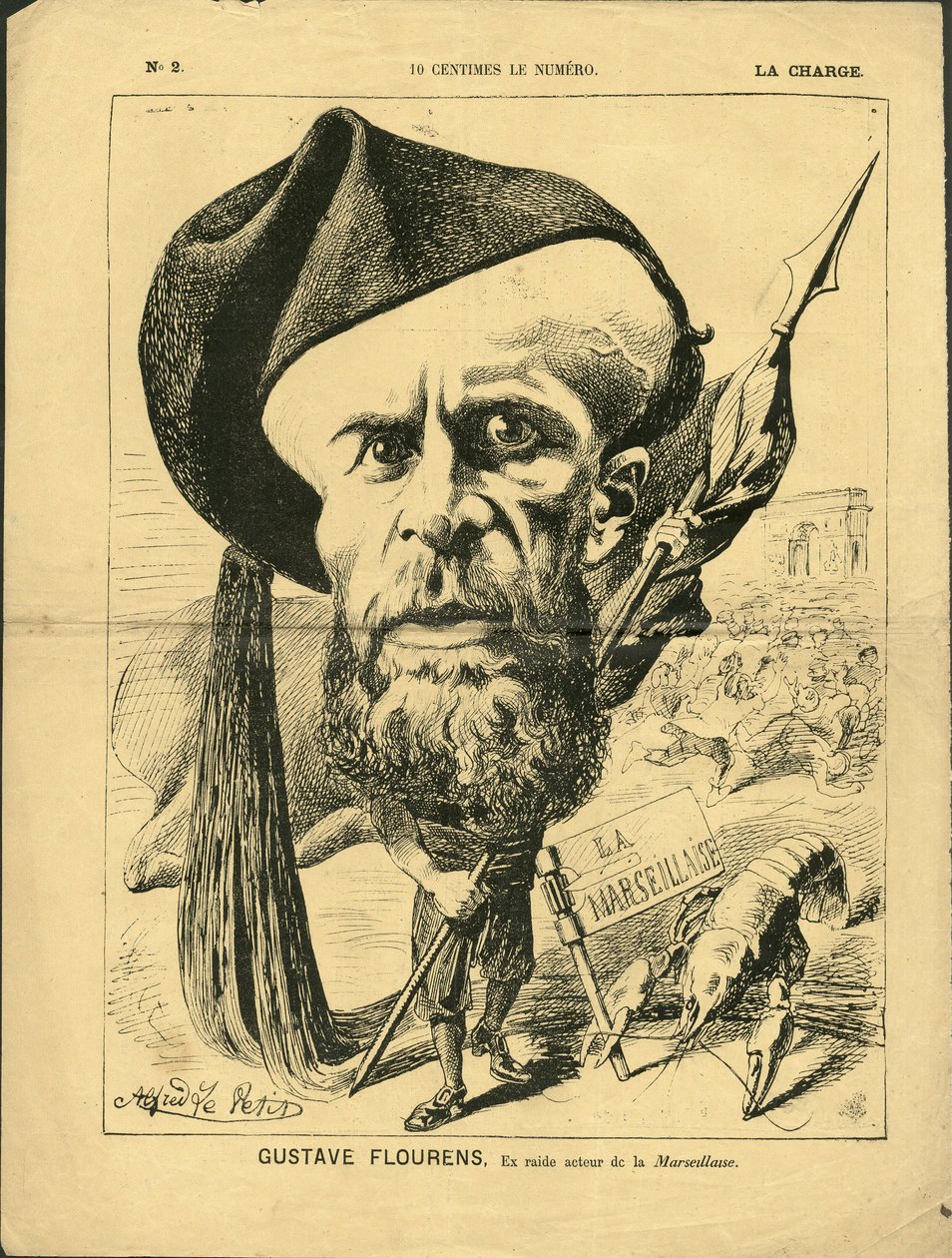 Kuvitus Alfred Le Pete (1841-1909) teoksesta La Charge (1870), nro 2 - Flourens Emile tekijältä Alfred Le Petit