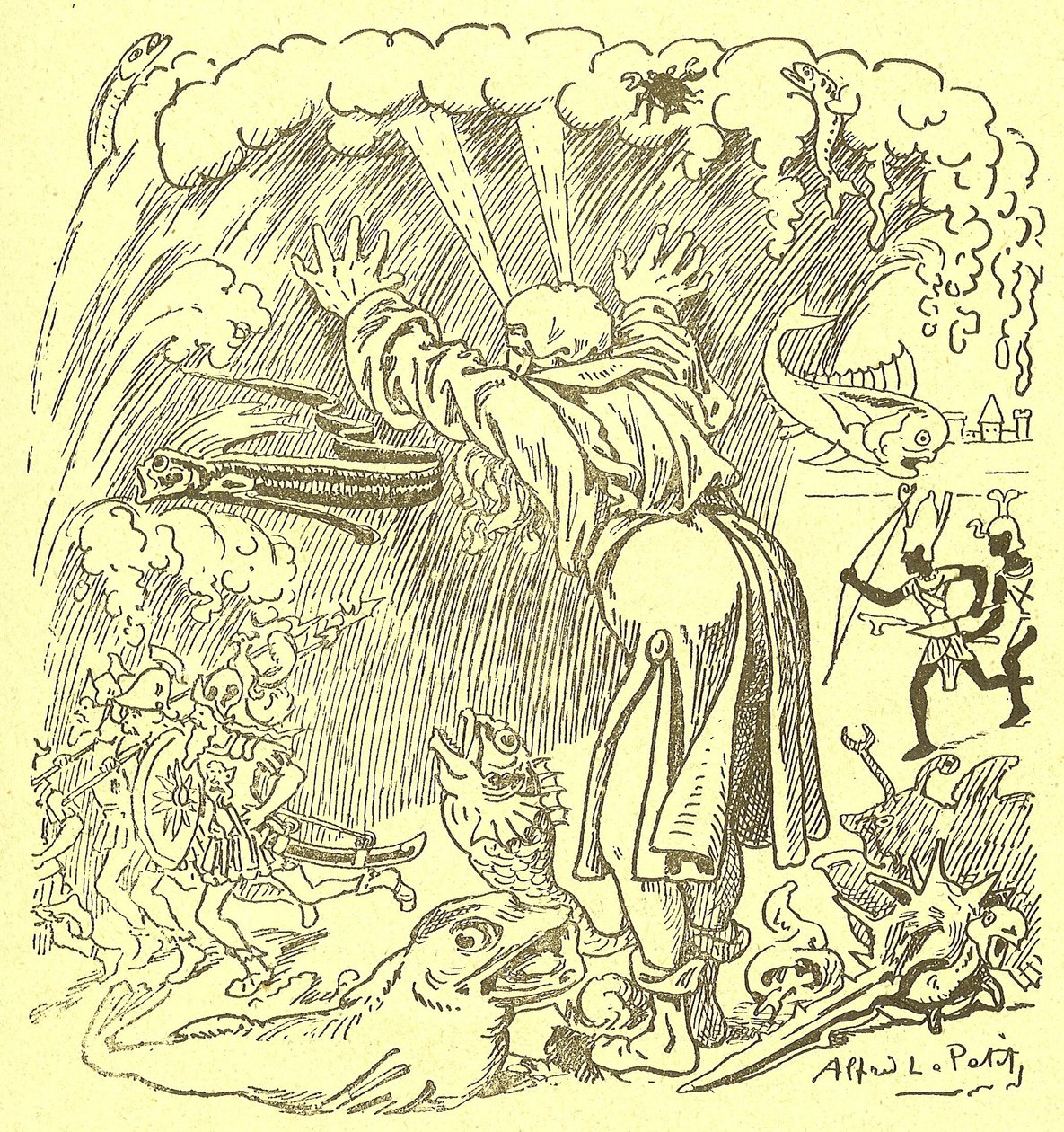 Kuvitus Alfred Le Pete (1841-1909) Gros-Jeanin et sonin hoidossa tekijältä Alfred Le Petit