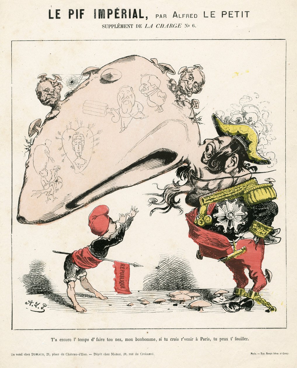 The Charge (1870), numero 6, värillinen satiirinen tekijältä Alfred Le Petit