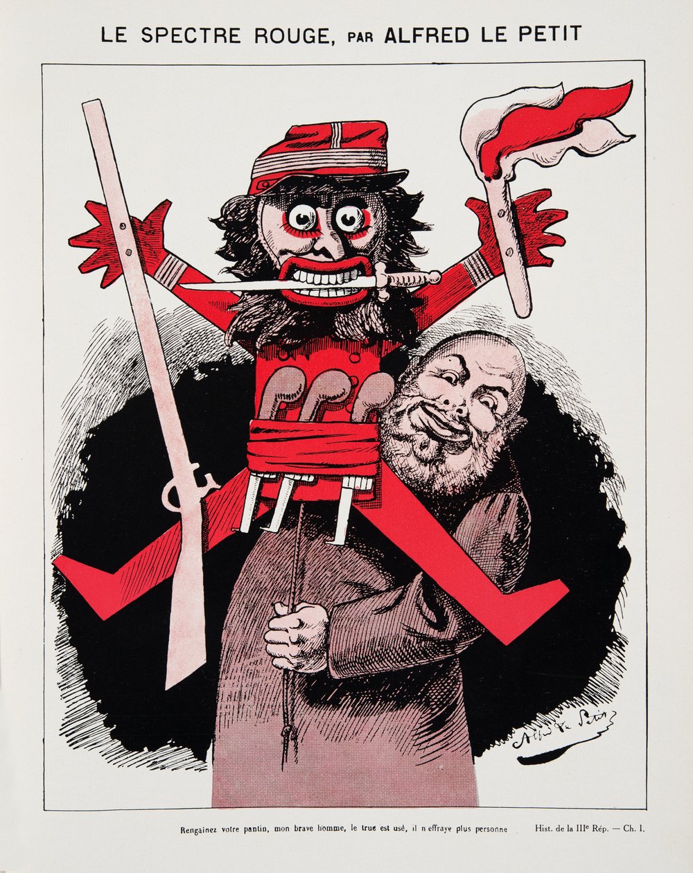 The Red Spectre, julkaisusta History of the Third Republic, Voi. I, Poliittinen historia, pub.1933 (väri litho) tekijältä Alfred Le Petit