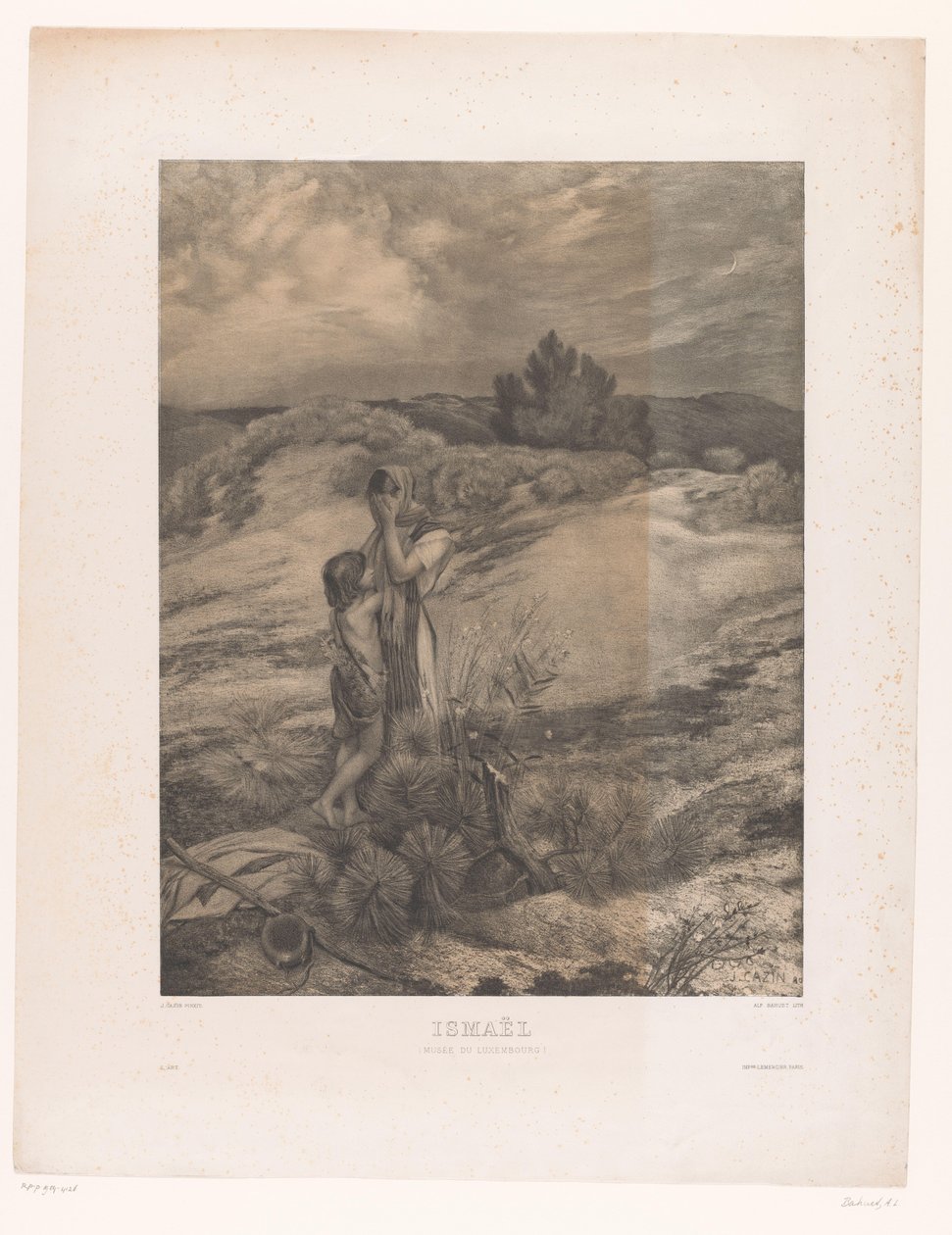 Hagar ja Ismael erämaassa Ismaël (Musée du Luxembourg) (otsikko esineessä) tekijältä Alfred Louis Bahuet